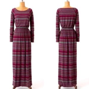 Anthropologie Deletta Striped Art of Parties Maxi Dress Long Sleeve Size…